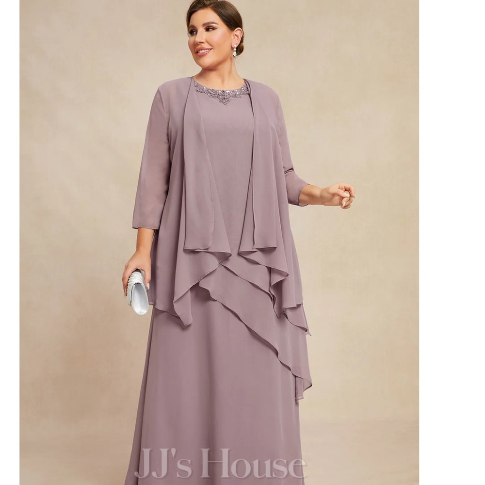 JJs House Women's Dusty Purple Layered Maxi Dress Floor-Length Chiffon size 14